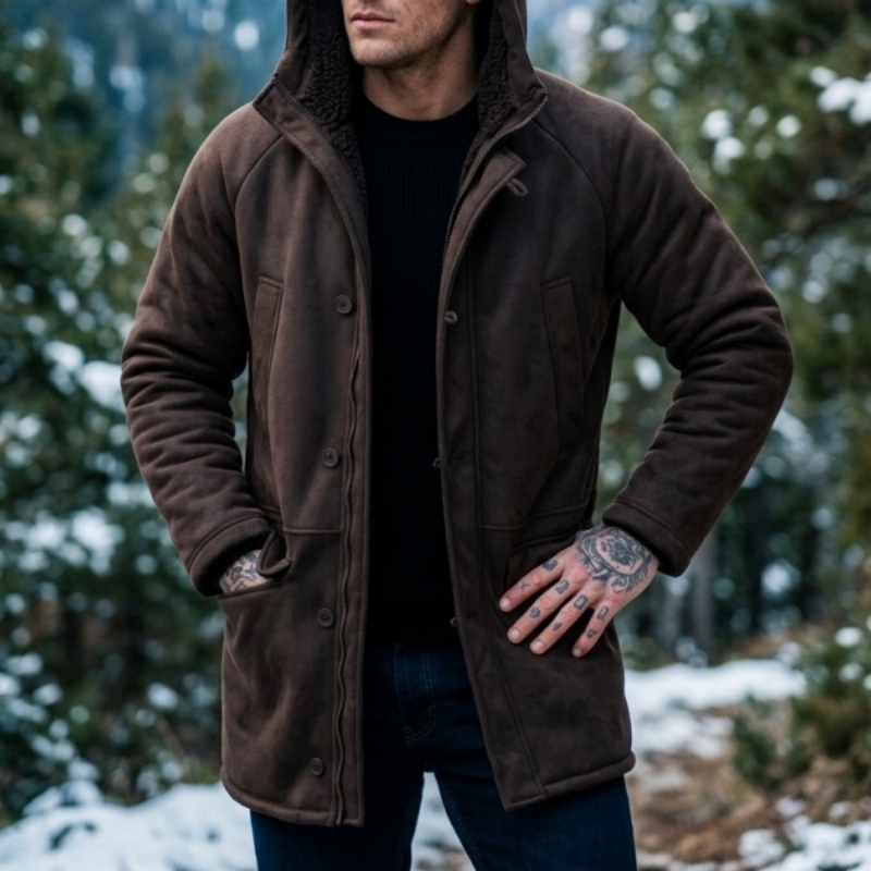 New Men's Faux Fur Lined Hoode - Outdoor Hunting Coat 评论和价格