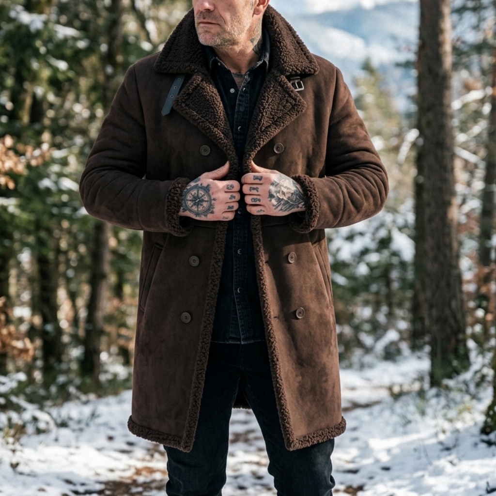 Men's Faux Suede Fur Lined Win - Outdoor Hunting Coat 评论和价格