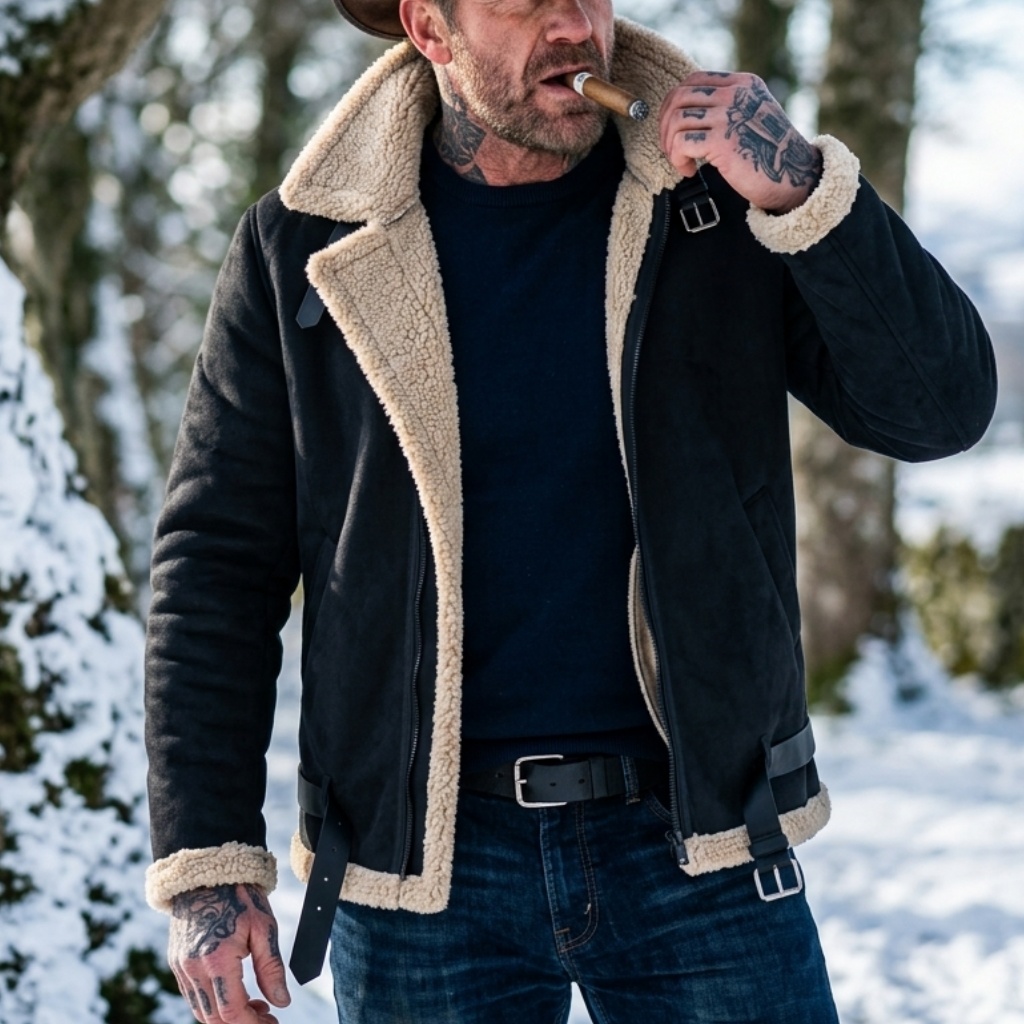 Men Winter Faux Suede Jacket F - Outdoor Hunting Coat 评论和价格