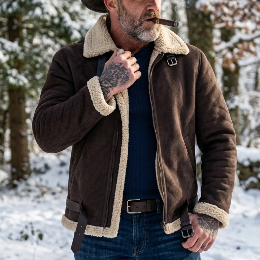 Men Winter Faux Suede Jacket F - Outdoor Hunting Coat 评论和价格